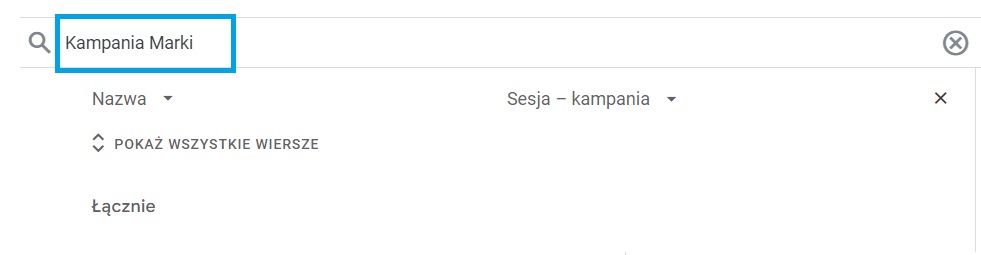 Google Analytics 4 - filtr według nazwy kampanii marki