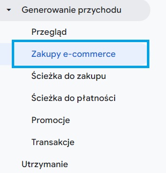 analiza zakupów e-commerce w Google Analytics 4